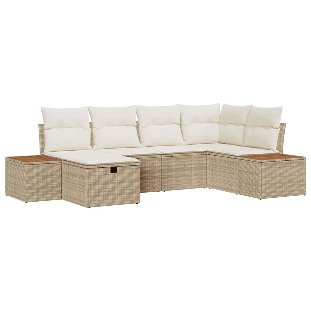 Gartensofa-set 6 stk. Beige Poly-Rattan