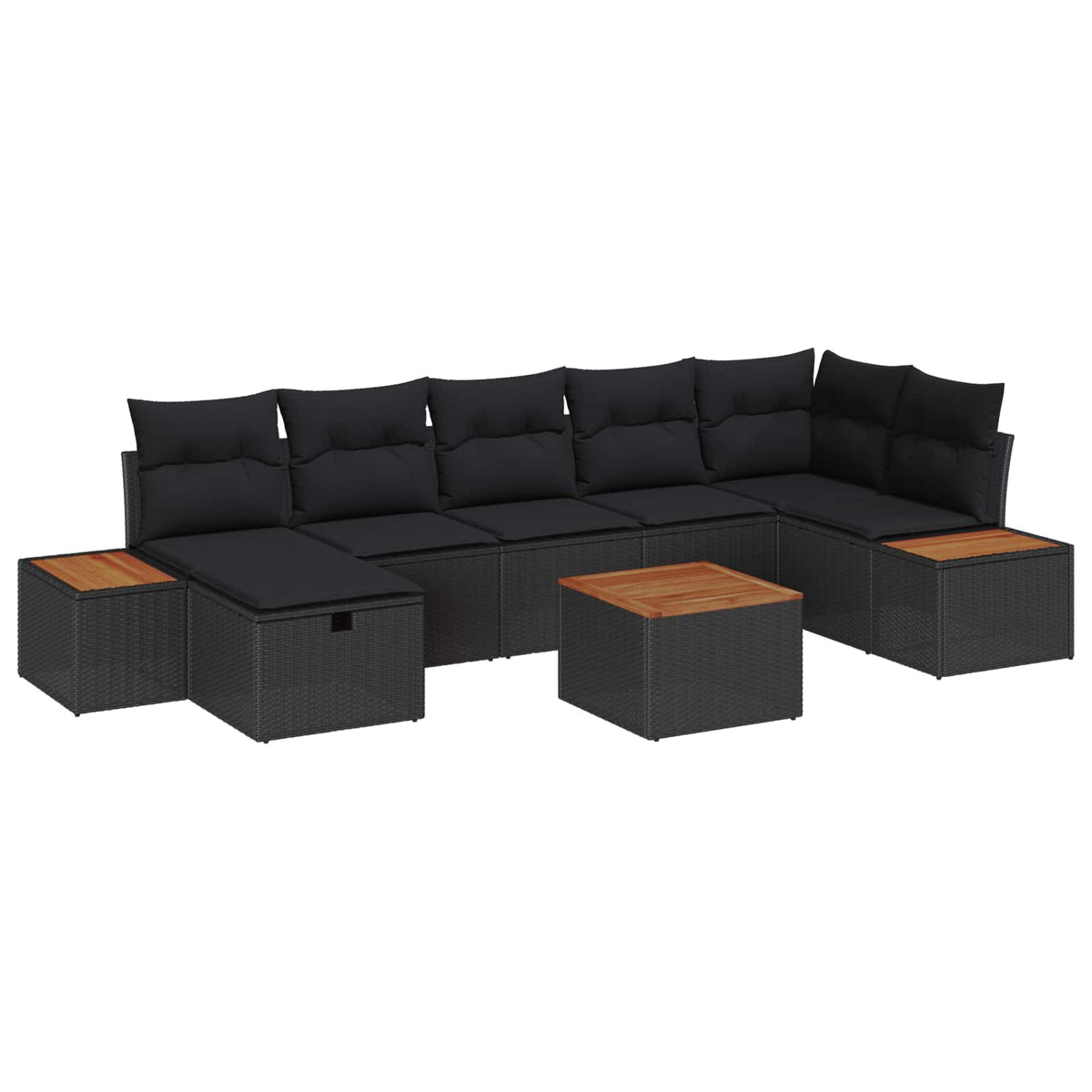 Gartensofa-set 8 stk. Schwarz Poly-Rattan