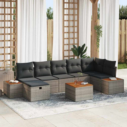 Gartensofa-set 8 stk. Grau Poly-Rattan