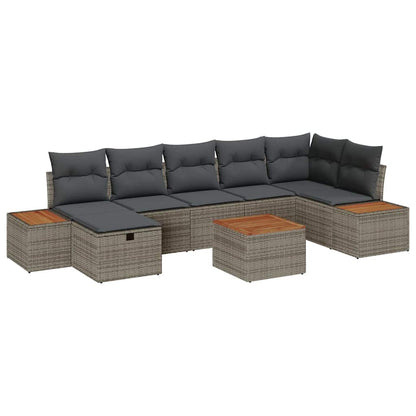 Gartensofa-set 8 stk. Grau Poly-Rattan