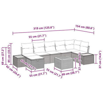 Gartensofa-set 8 stk. Grau Poly-Rattan