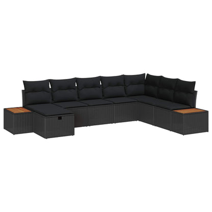 Gartensofa-set 8 stk. Schwarz Poly-Rattan