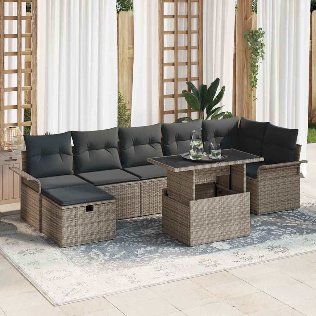 Gartensofa-set 8 stk. Grau Poly-Rattan