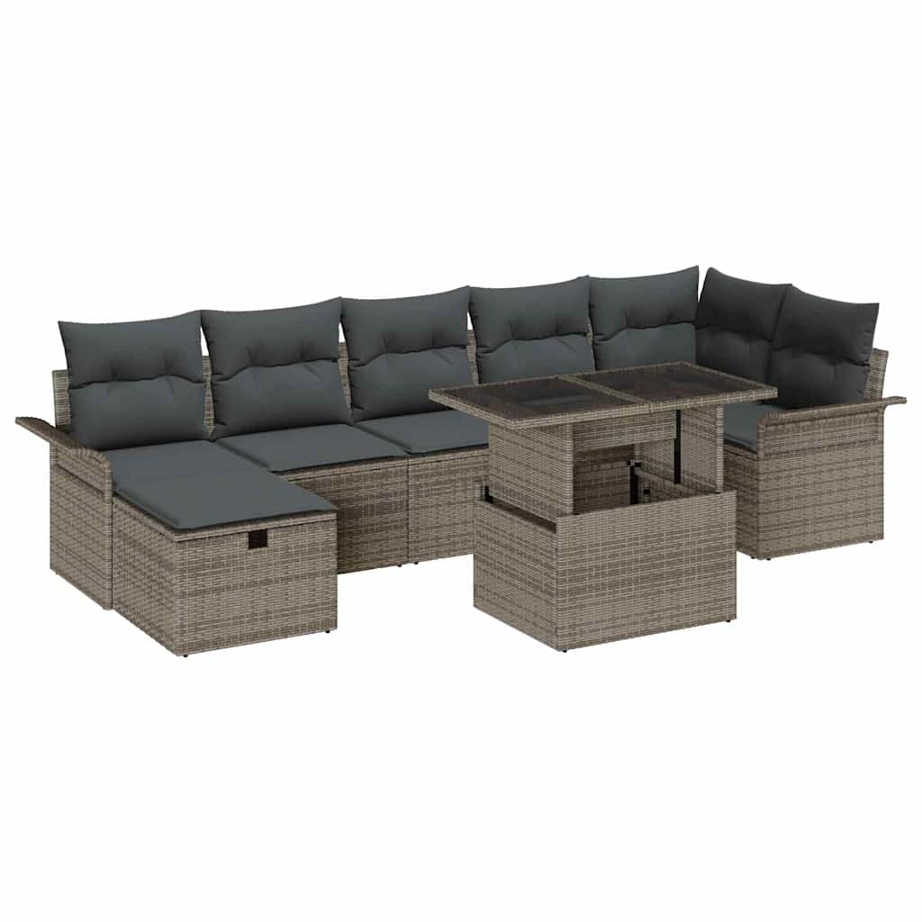 Gartensofa-set 8 stk. Grau Poly-Rattan