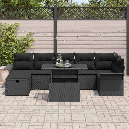 Gartensofa-set 8 stk. Schwarz Poly-Rattan