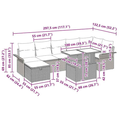 Gartensofa-set 8 stk. Schwarz Poly-Rattan