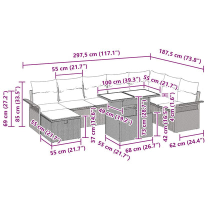 Gartensofa-set 9 stk. Schwarz Poly-Rattan