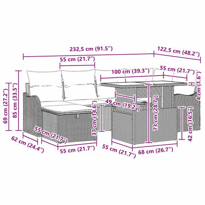 Gartensofa-set 7 stk. Schwarz Poly-Rattan