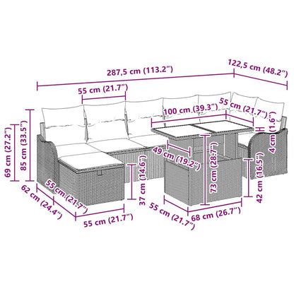 Garten-Sofa-Set 8 stk. Schwarz Poly Rattan