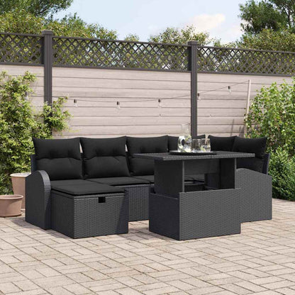 Gartensofa-set 7 stk. Schwarz Poly-Rattan