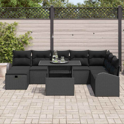 Gartensofa-set 9 stk. Schwarz Poly-Rattan