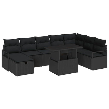 Gartensofa-set 9 stk. Poly-Rattan