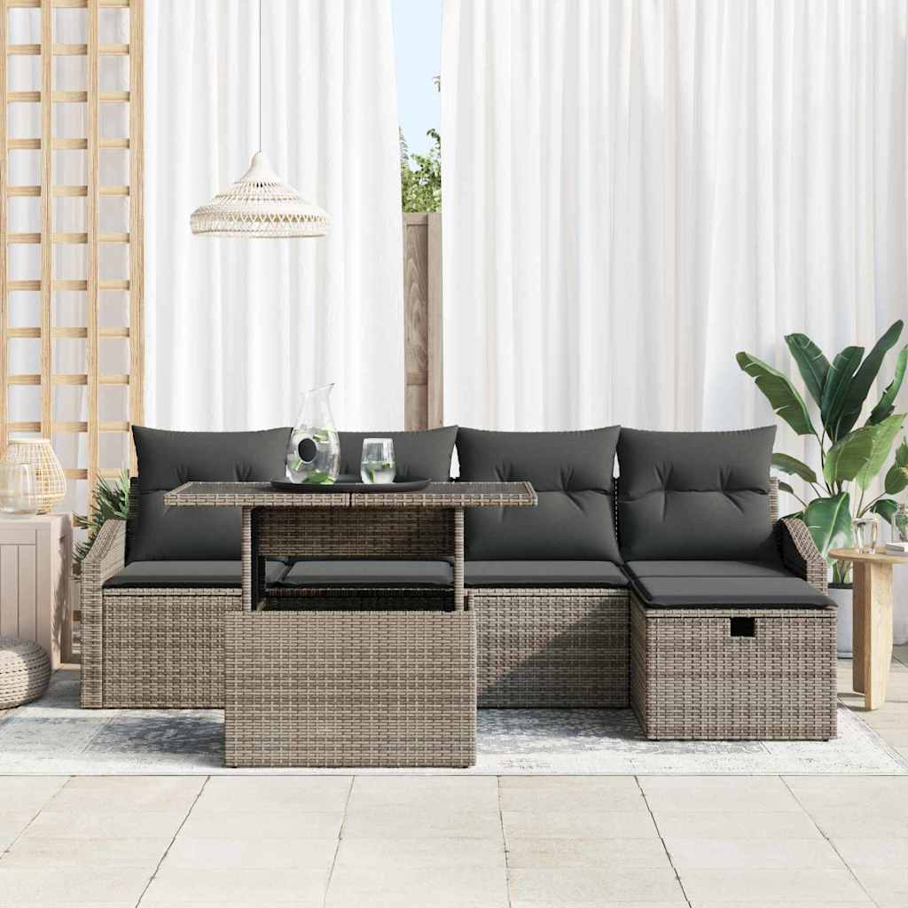 Gartensofa-set 6 stk. Poly-Rattan