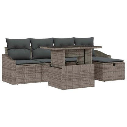 Gartensofa-set 6 stk. Poly-Rattan