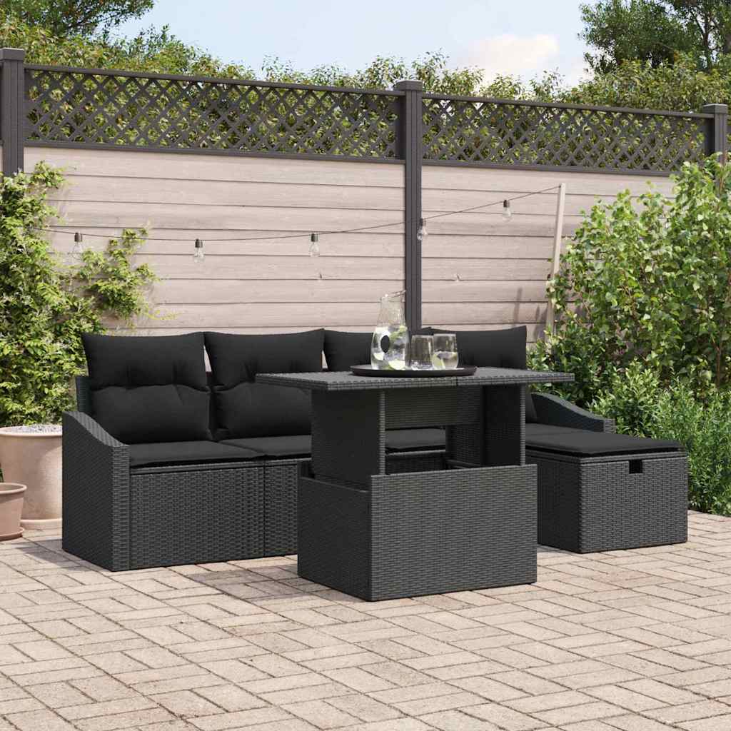 Gartensofa-set 6 stk. Poly-Rattan
