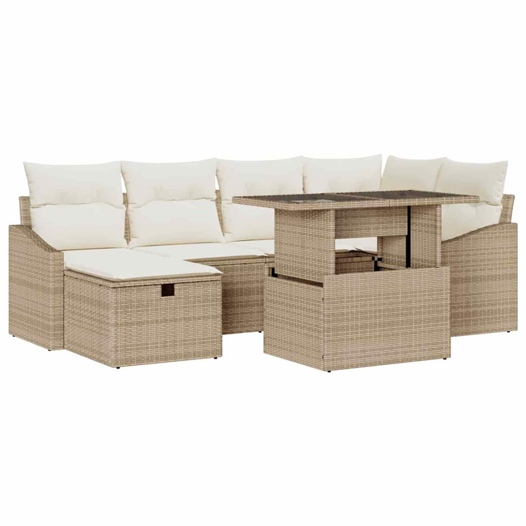 Gartensofa-set 7 stk. Poly-Rattan