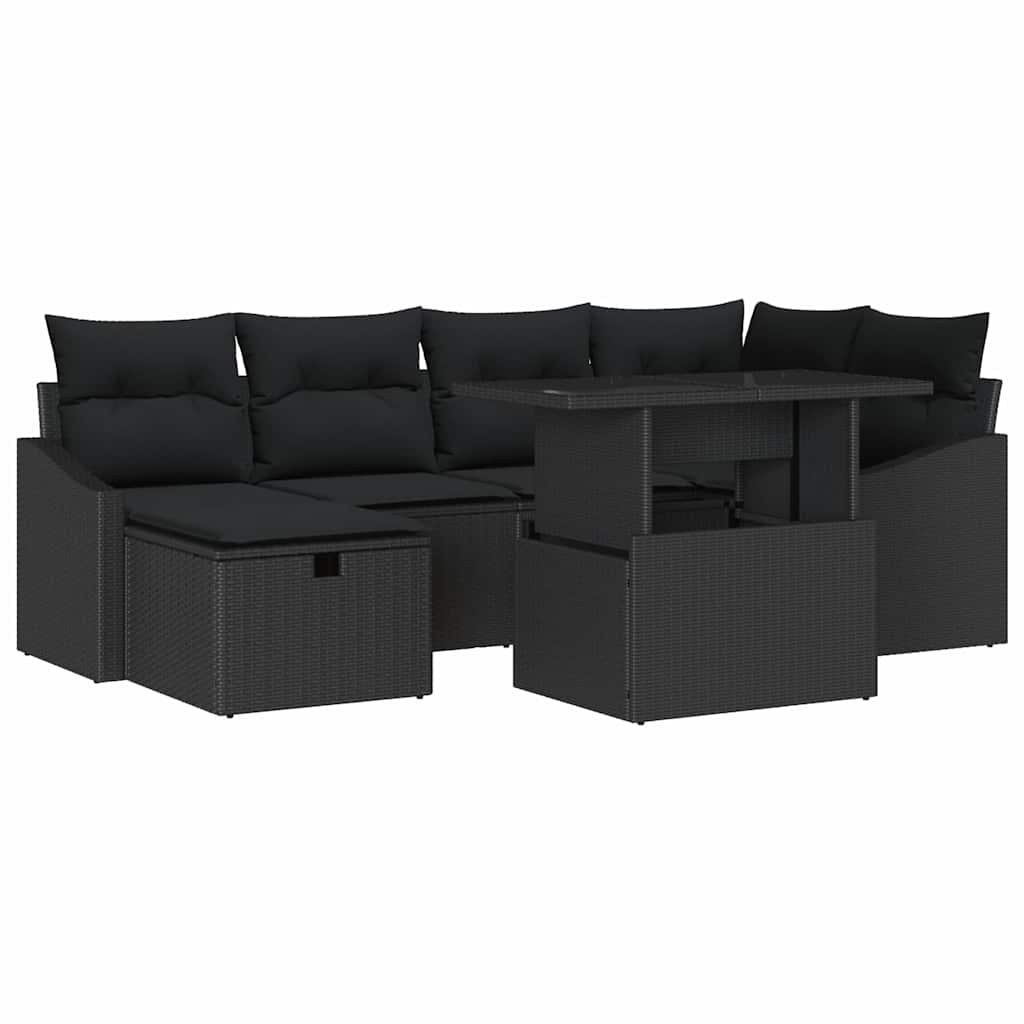 Gartensofa-set 7 stk. Poly-Rattan