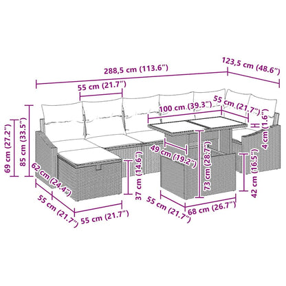 Gartensofa-set 8 stk. Poly-Rattan