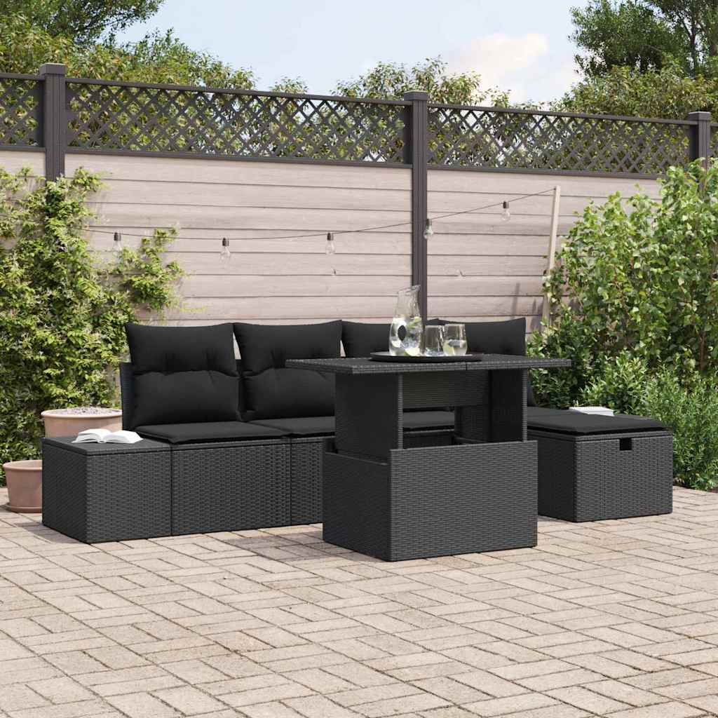 Garten-Sofa-Set 6 stk. Poly Rattan
