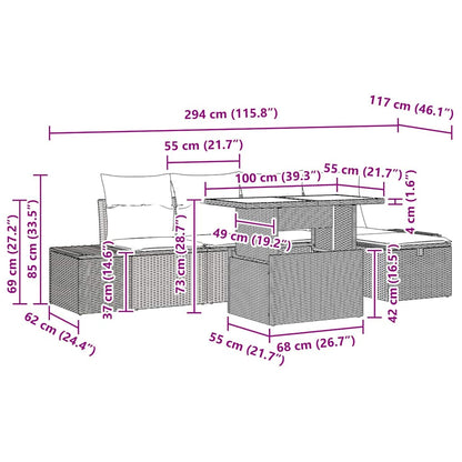 Garten-Sofa-Set 6 stk. Poly Rattan