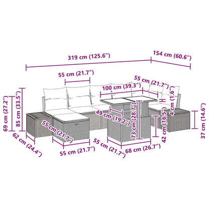 Gartensofa-set 8 stk. Poly-Rattan