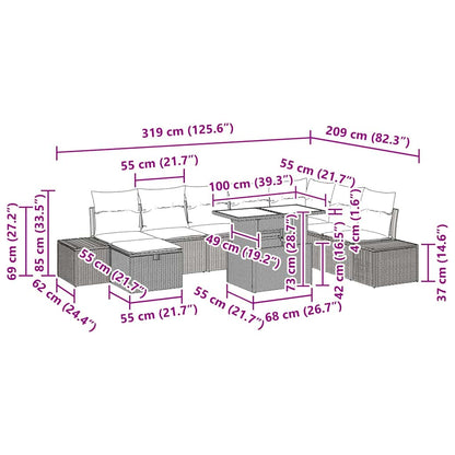 Gartensofa-set 11 stk. Poly-Rattan