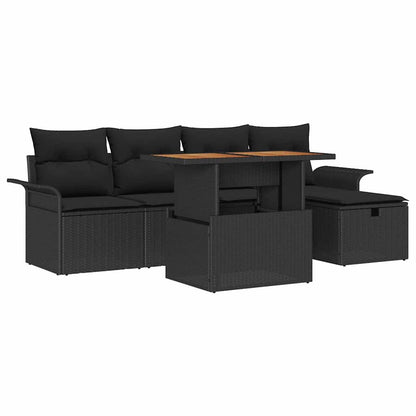 Gartensofa-set 6 stk. Schwarz Poly-Rattan