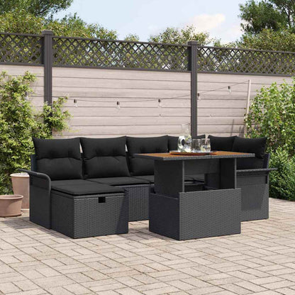 Gartensofa-set 7 stk. Schwarz Poly-Rattan