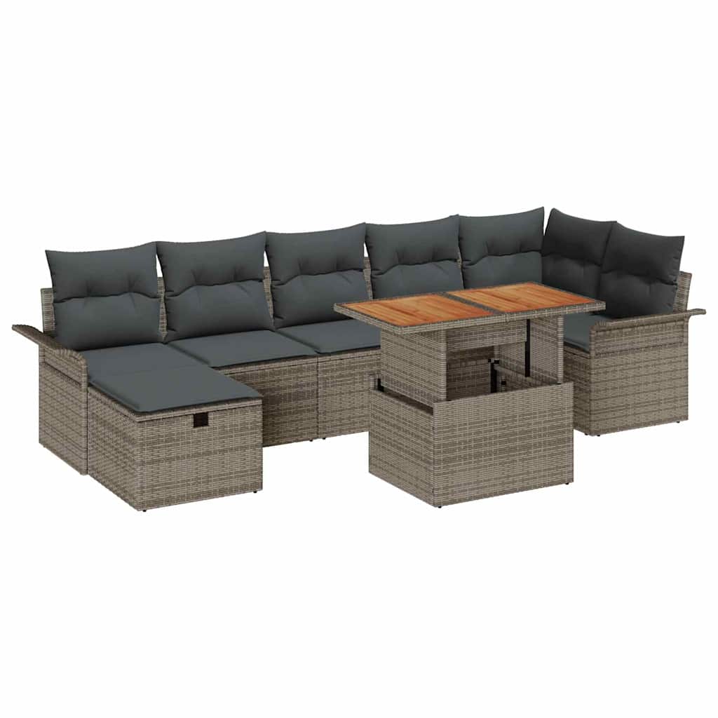 Gartensofa-set 8 stk. Grau Poly-Rattan