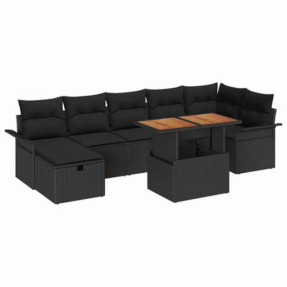 Gartensofa-set 8 stk. Schwarz Poly-Rattan