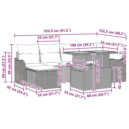 Gartensofa-set 7 stk. Schwarz Poly-Rattan
