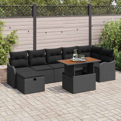 Gartensofa-set 8 stk. Schwarz Poly-Rattan