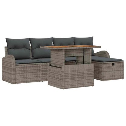 Gartensofa-set 6 stk. Grau Poly-Rattan