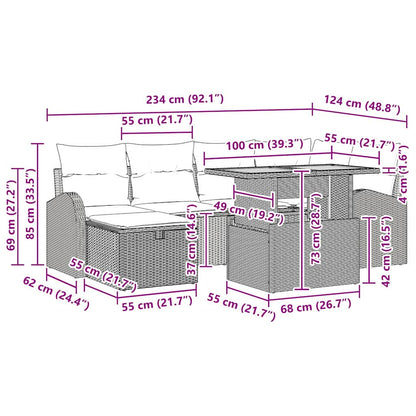 Gartensofa-set 7 stk. Schwarz Poly-Rattan