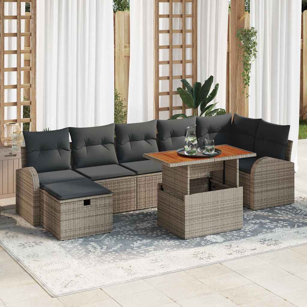 Gartensofa-set 8 stk. Grau Poly-Rattan
