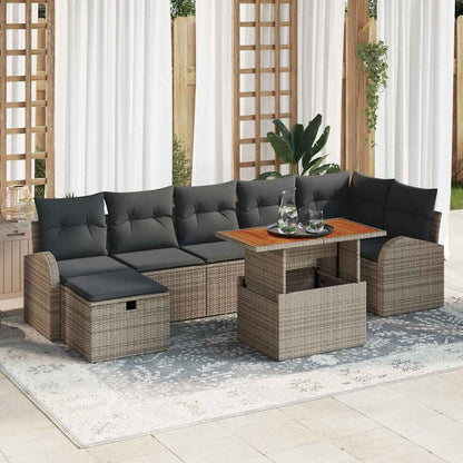 Gartensofa-set 8 stk. Grau Poly-Rattan