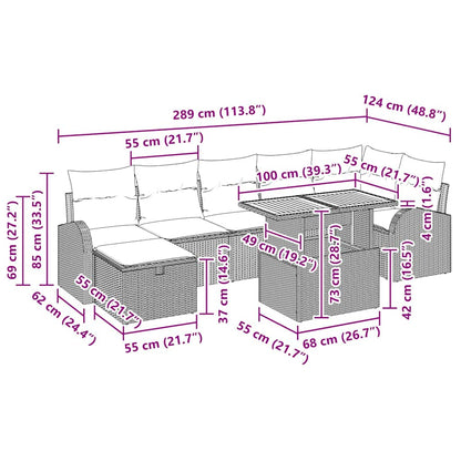 Gartensofa-set 8 stk. Grau Poly-Rattan