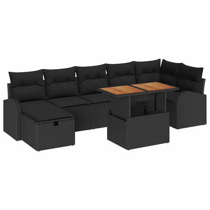 Gartensofa-set 8 stk. Schwarz Poly-Rattan