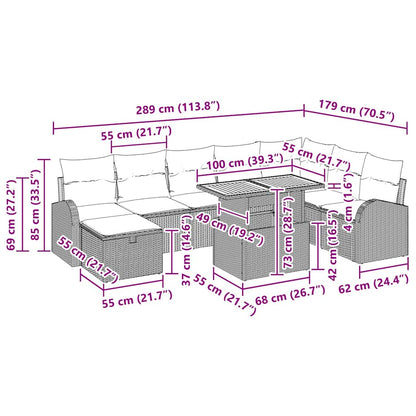 Gartensofa-set 9 stk. Schwarz Poly-Rattan