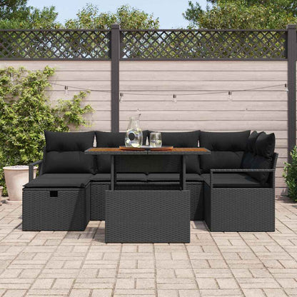 Gartensofa-set 7 stk. Schwarz Poly-Rattan