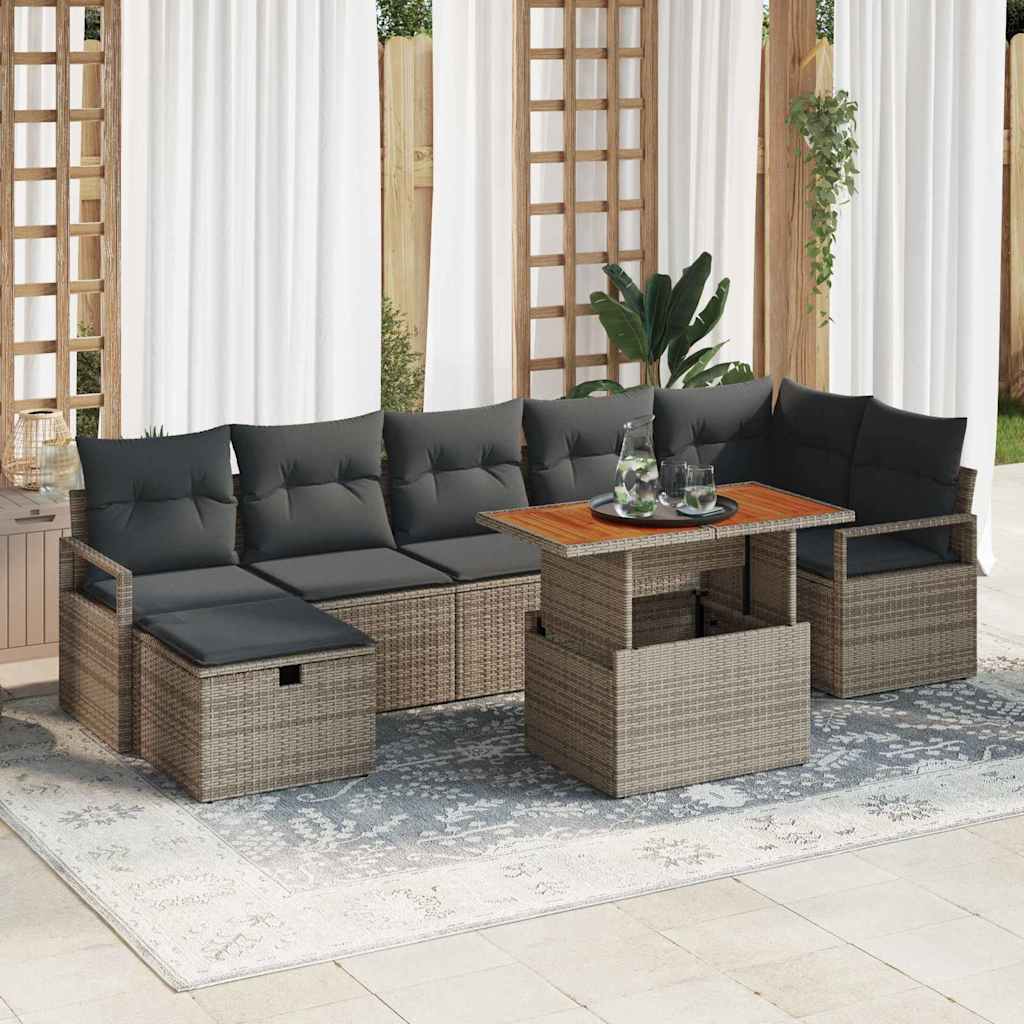 Gartensofa-set 8 stk. Grau Poly-Rattan
