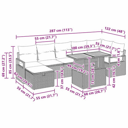 Gartensofa-set 8 stk. Schwarz Poly-Rattan