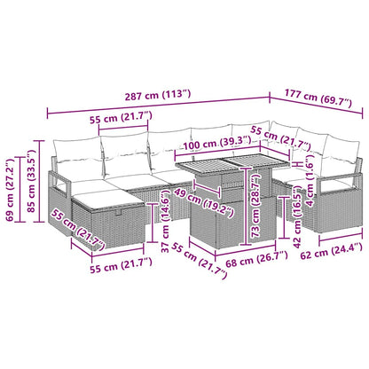Gartensofa-set 9 stk. Schwarz Poly-Rattan