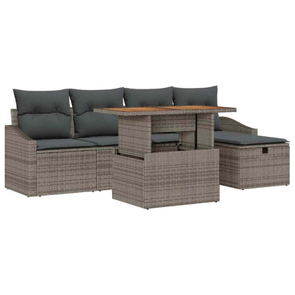 Gartensofa-set 6 stk. Grau Poly-Rattan