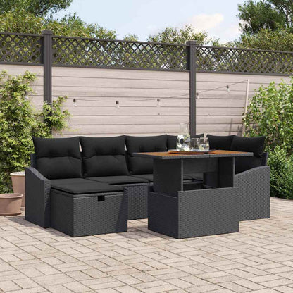 Gartensofa-set 7 stk. Schwarz Poly-Rattan