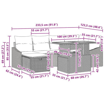 Gartensofa-set 7 stk. Schwarz Poly-Rattan
