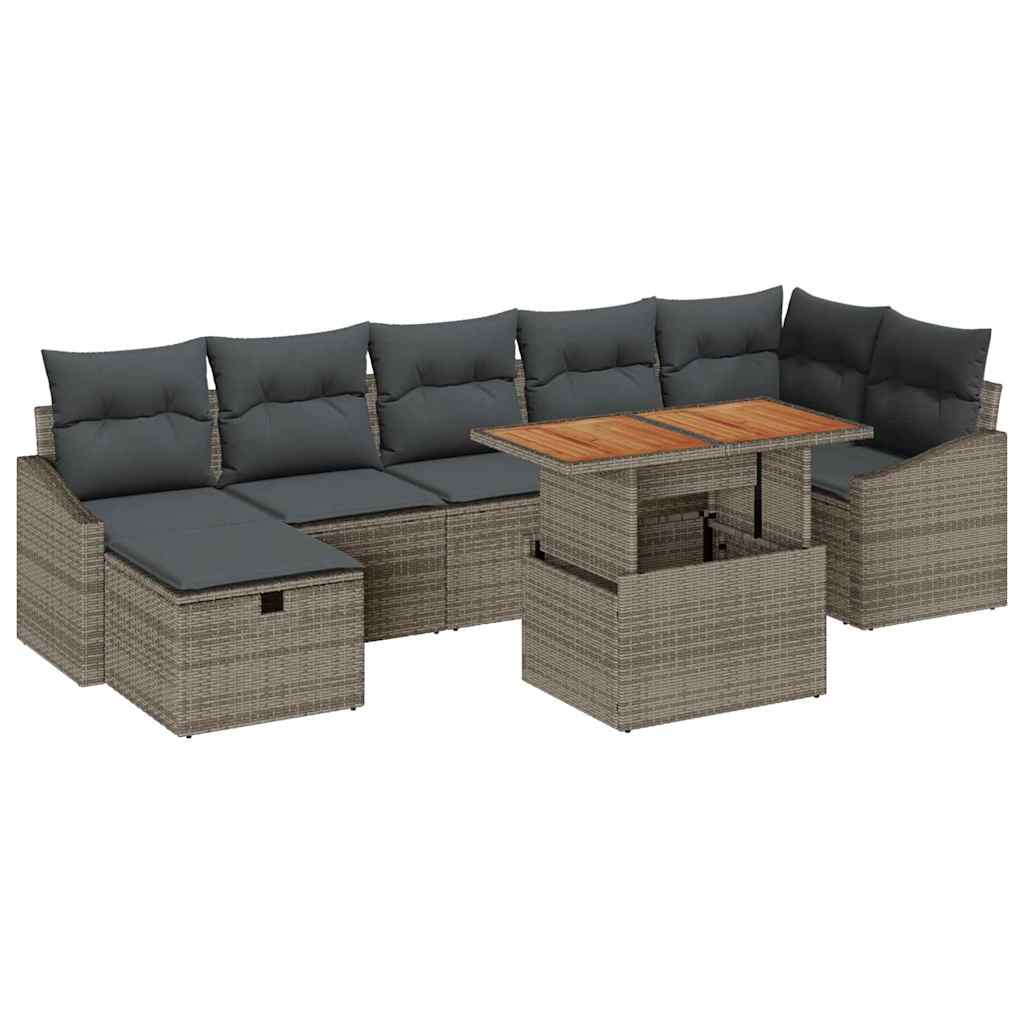Gartensofa-set 8 stk. Grau Poly-Rattan