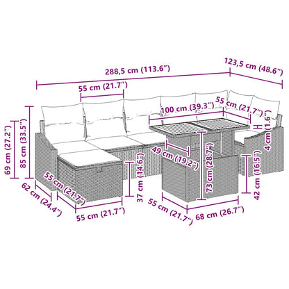 Gartensofa-set 8 stk. Schwarz Poly-Rattan