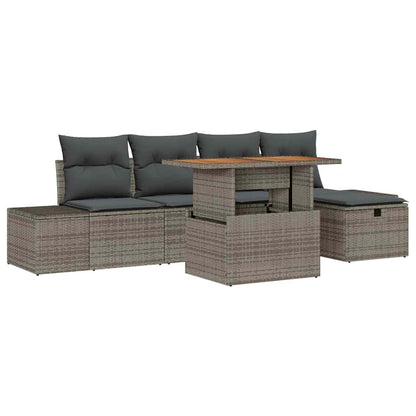 Gartensofa-set 6 stk. Grau Poly-Rattan