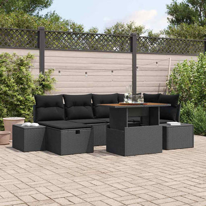 Gartensofa-set 7 stk. Schwarz Poly-Rattan